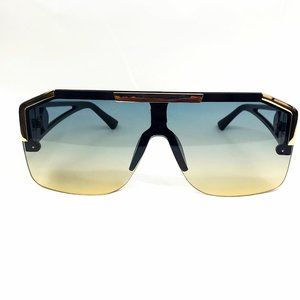 Luxury Oversized Black / Gold Half Rim Square Polarized Lens Sunglasses ES1352